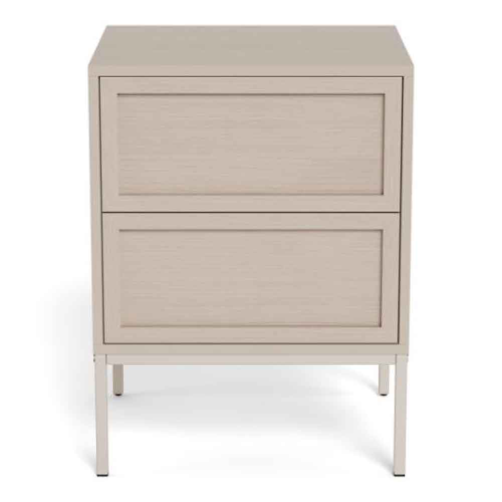 Rennes Wooden Bedside Cabinet With 2 Drawers - Grey