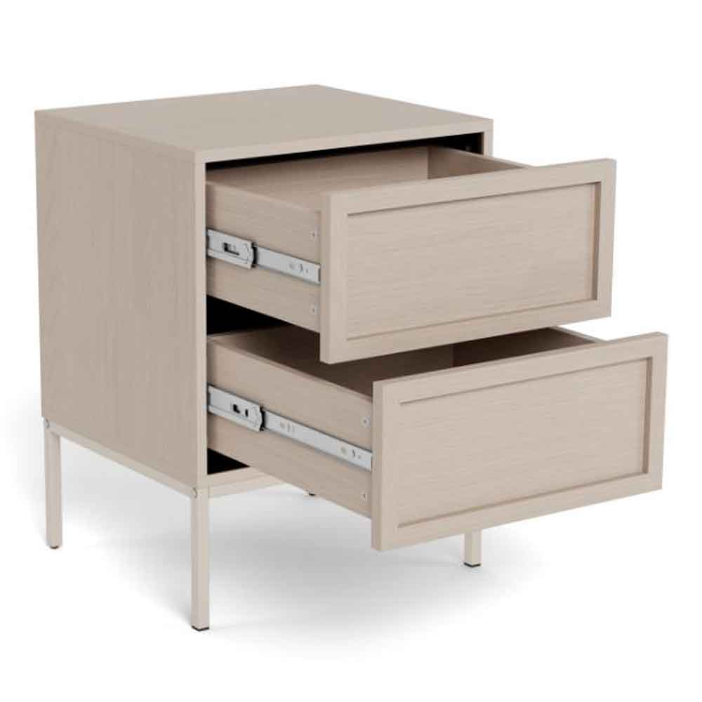 Rennes Wooden Bedside Cabinet With 2 Drawers - Grey