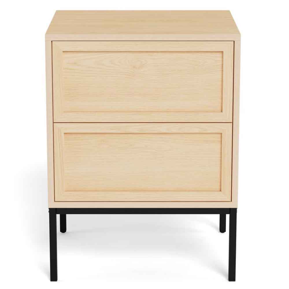 Rennes Wooden Bedside Cabinet With 2 Drawers - Wild Oak