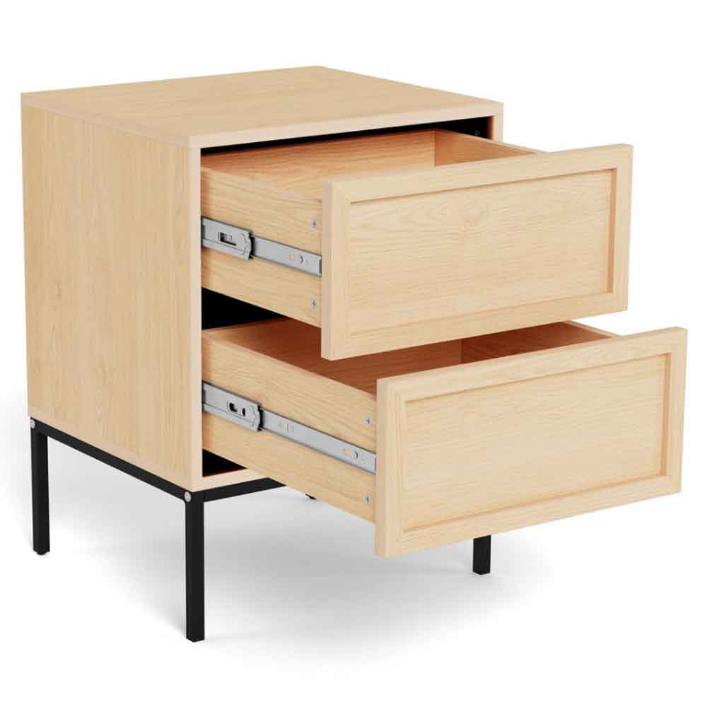Rennes Wooden Bedside Cabinet With 2 Drawers - Wild Oak