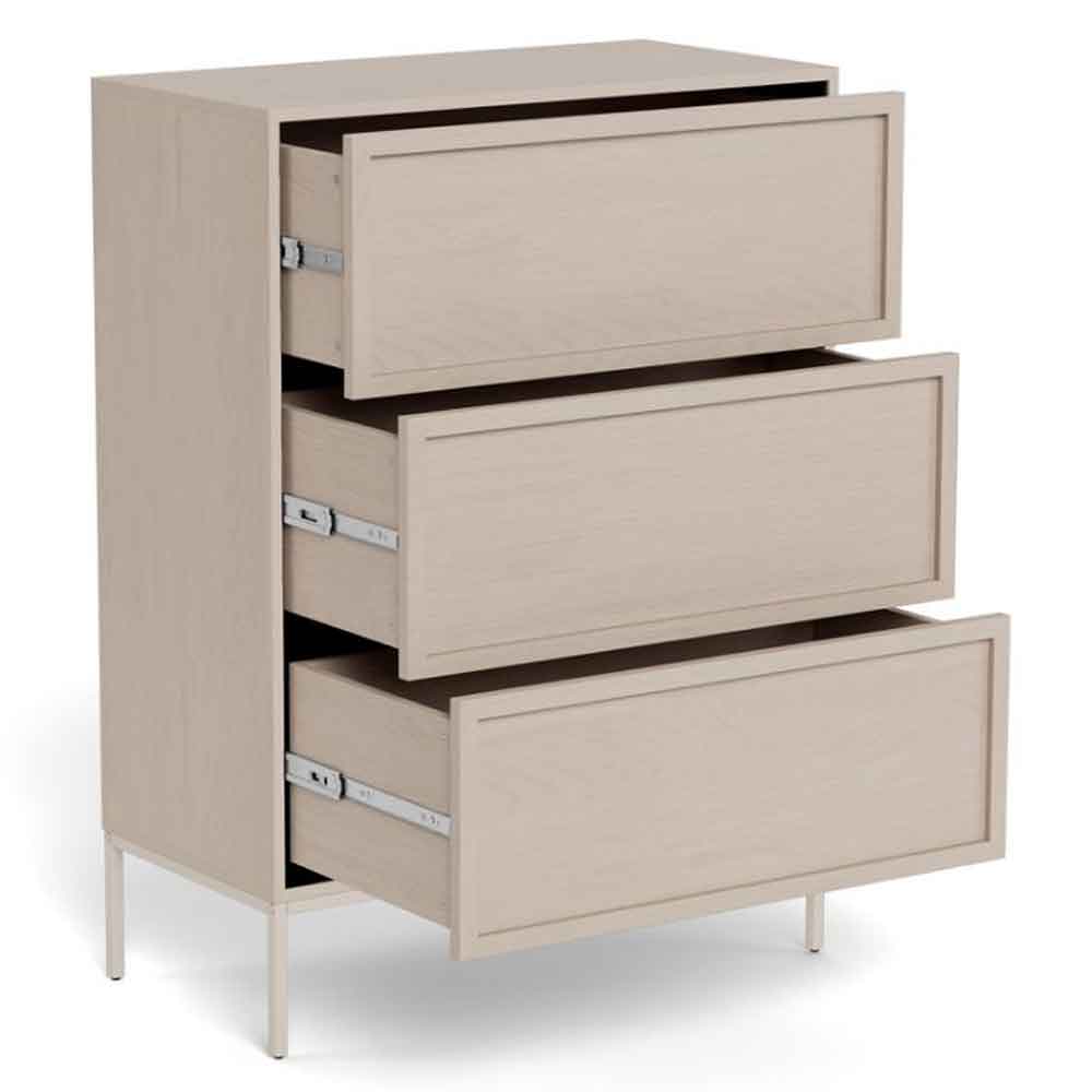 Rennes Wooden Chest Of 3 Drawers - Grey