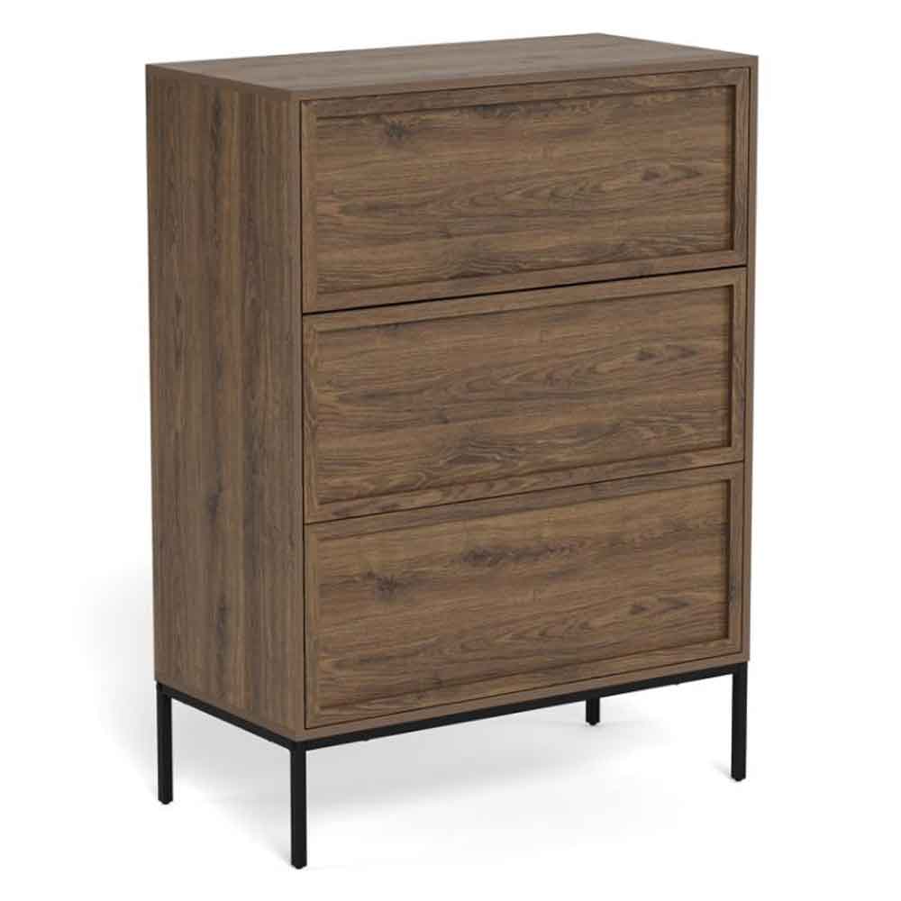 Rennes Wooden Chest Of 3 Drawers - Smoked Oak
