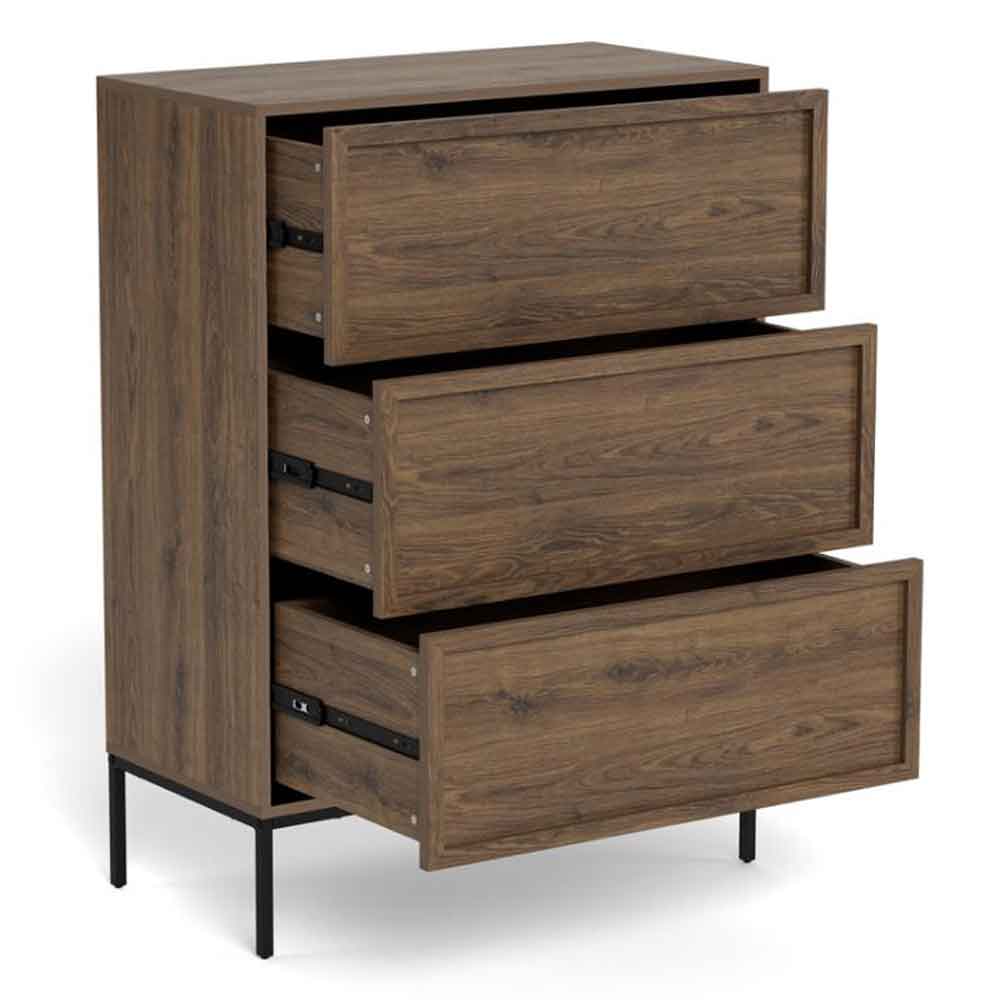 Rennes Wooden Chest Of 3 Drawers - Smoked Oak