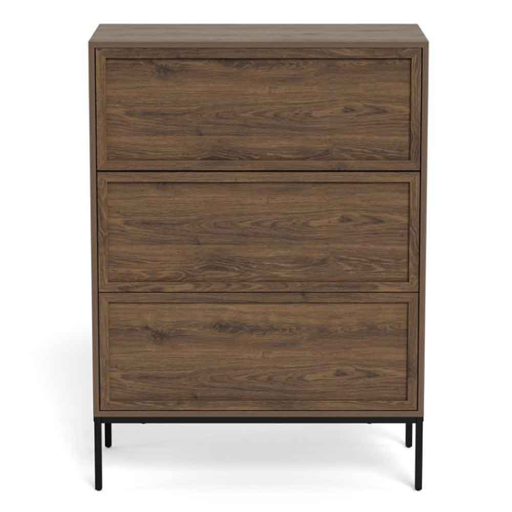 Rennes Wooden Chest Of 3 Drawers - Smoked Oak
