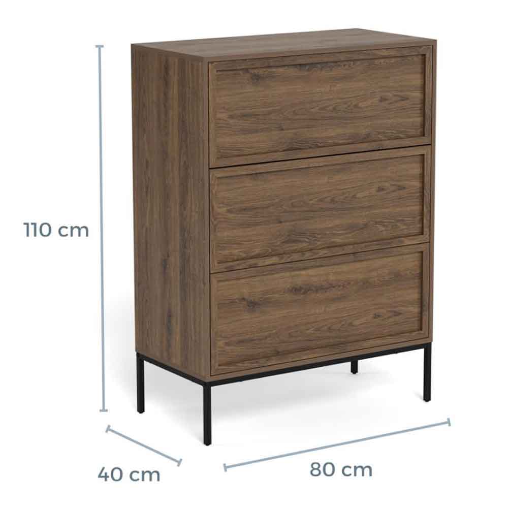 Rennes Wooden Chest Of 3 Drawers - Smoked Oak