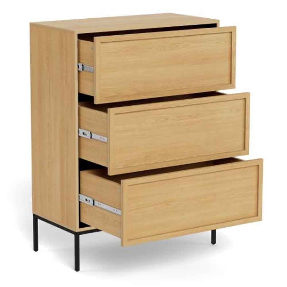 Rennes Wooden Chest Of 3 Drawers - Wild Oak