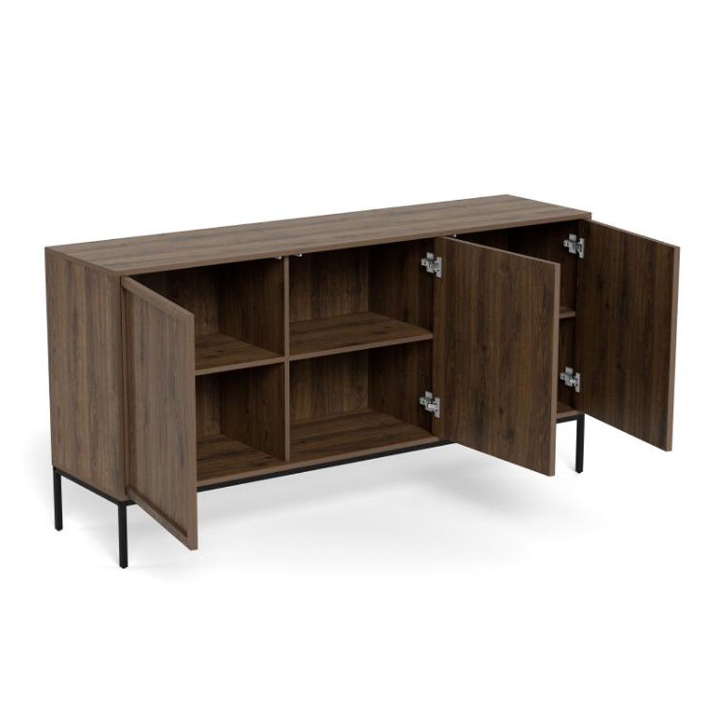 Rennes Wooden Sideboard with 3 Doors in Smoked Oak