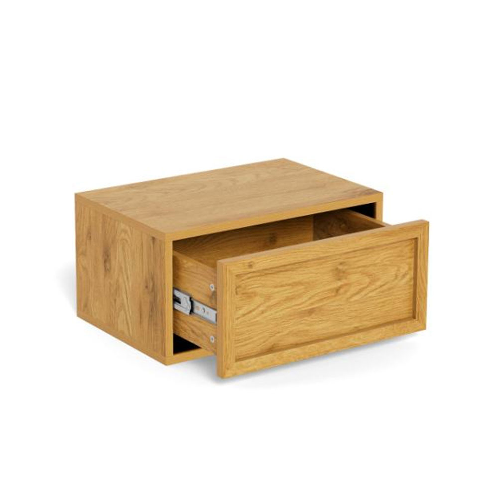 Rennes Wooden Wall Mounted Bedside Cabinet in Matt Wild Oak