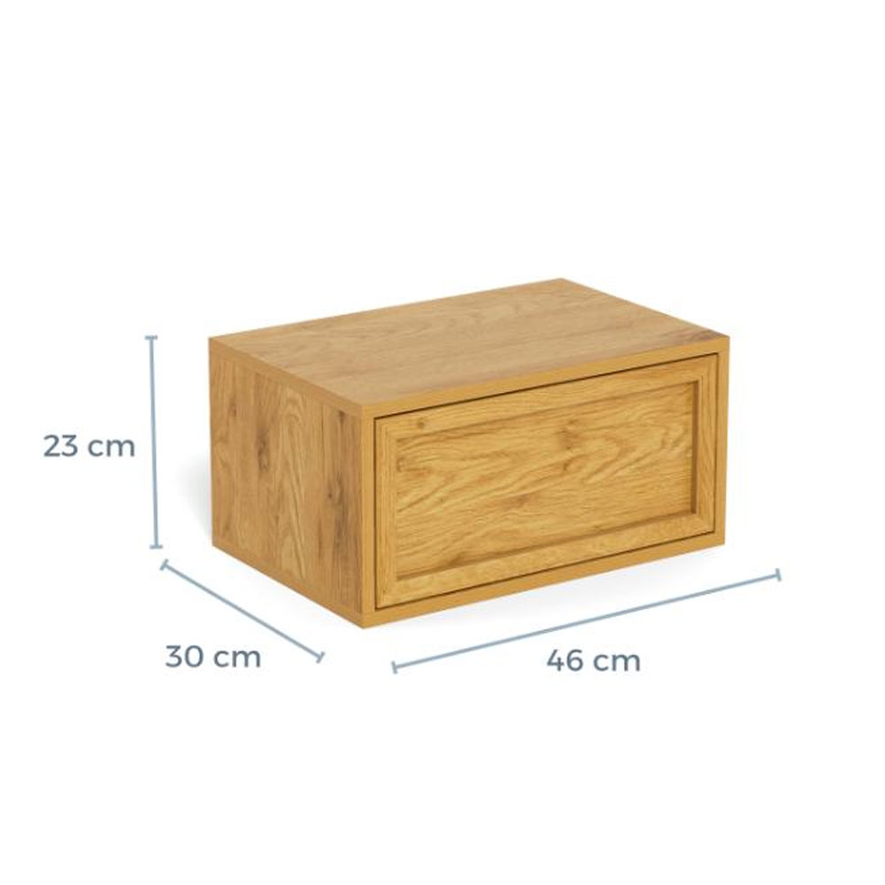 Rennes Wooden Wall Mounted Bedside Cabinet in Matt Wild Oak