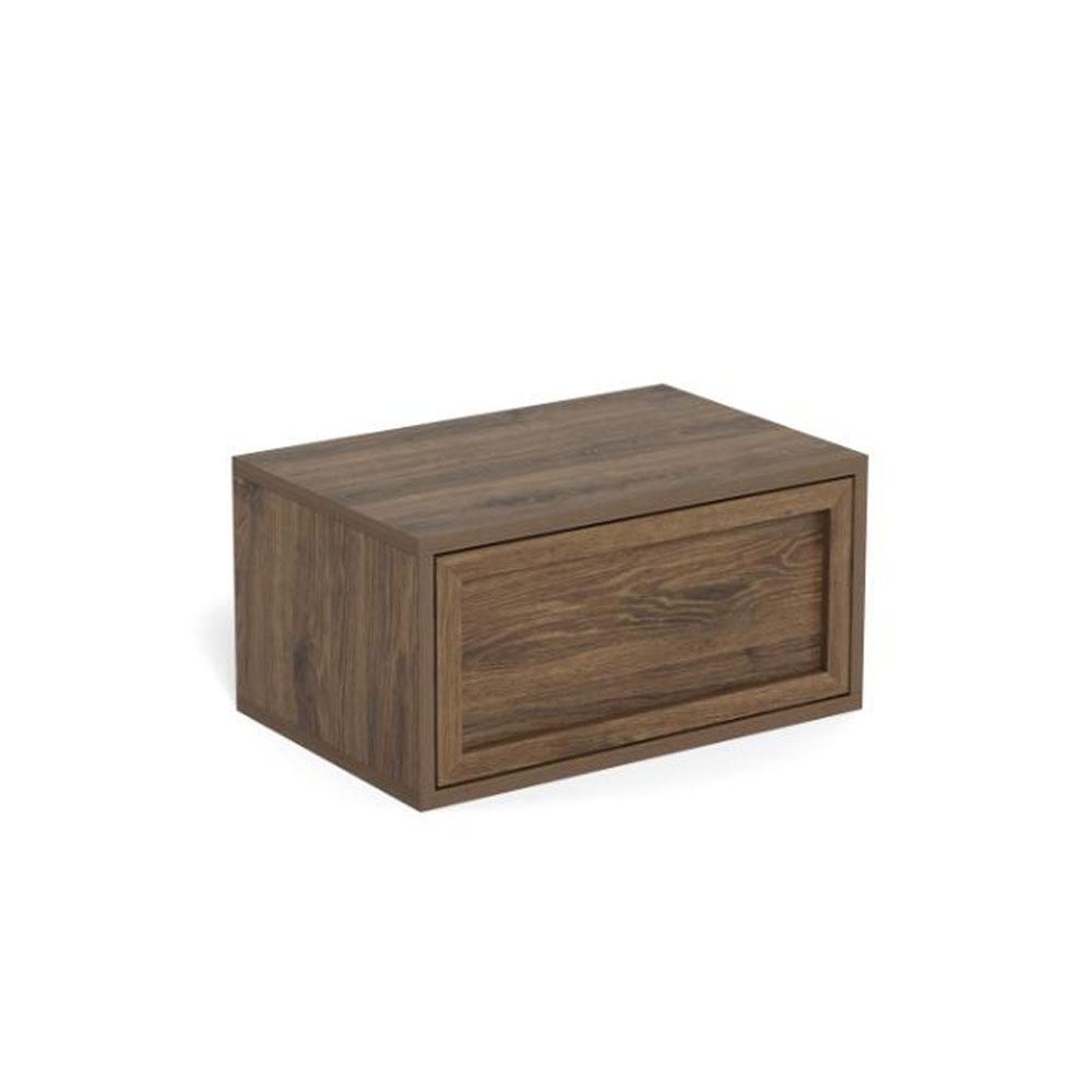 Rennes Wooden Wall Mounted Bedside Cabinet in Smoked Oak