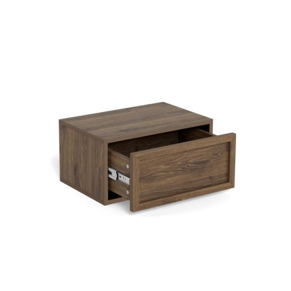 Rennes Wooden Wall Mounted Bedside Cabinet in Smoked Oak