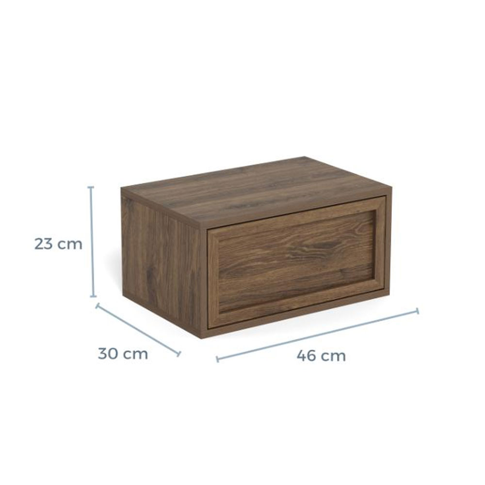 Rennes Wooden Wall Mounted Bedside Cabinet in Smoked Oak