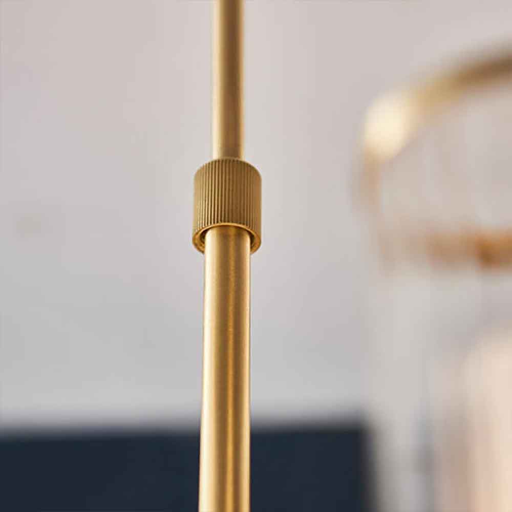 Reno 12 Light Ribbed Glass Pendant Ceiling Light In Satin Brass