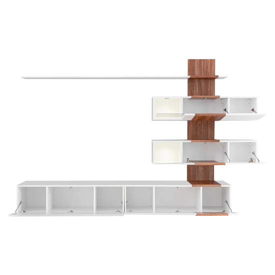 Reno Gloss Entertainment Unit In White And Sterling Oak With LED
