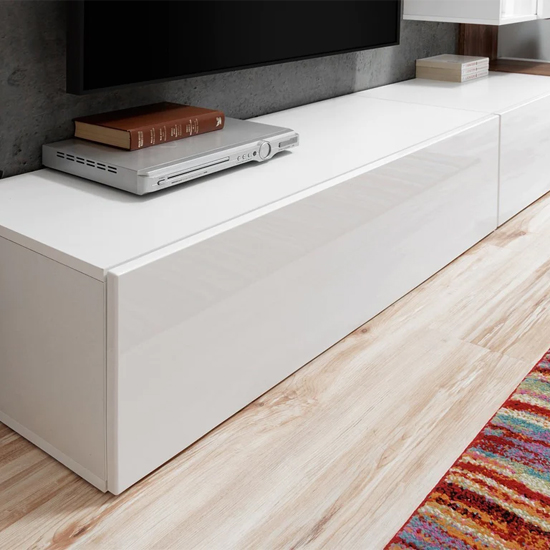 Reno Gloss Entertainment Unit In White And Sterling Oak With LED