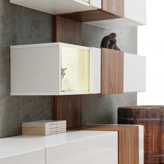 Reno Gloss Entertainment Unit In White And Sterling Oak With LED