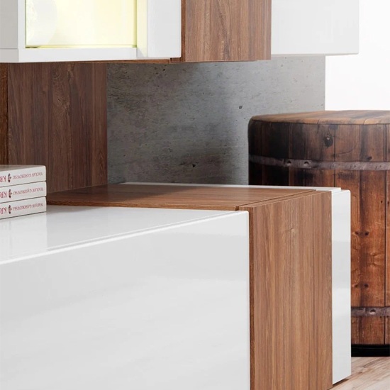 Reno Gloss Entertainment Unit In White And Sterling Oak With LED