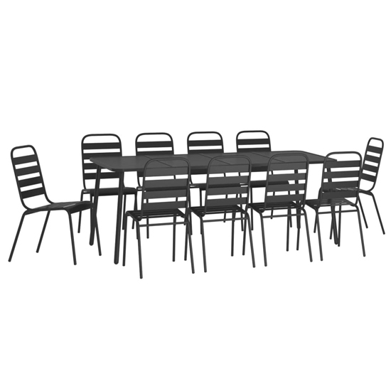 Reno Large Steel 11 Piece Garden Dining Set In Anthracite