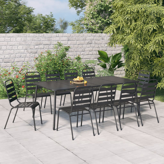Reno Large Steel 11 Piece Garden Dining Set In Anthracite