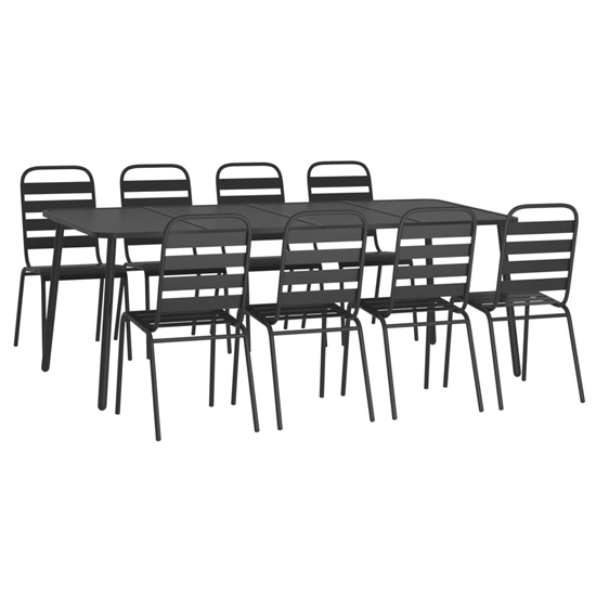 Reno Large Steel 9 Piece Garden Dining Set In Anthracite