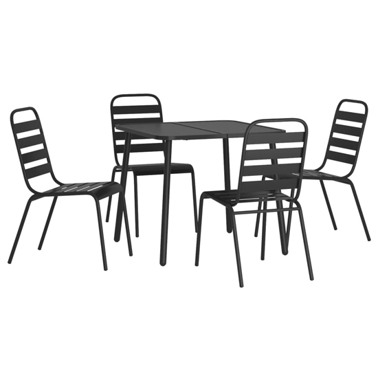 Reno Medium Square Steel 5 Piece Garden Dining Set In Anthracite