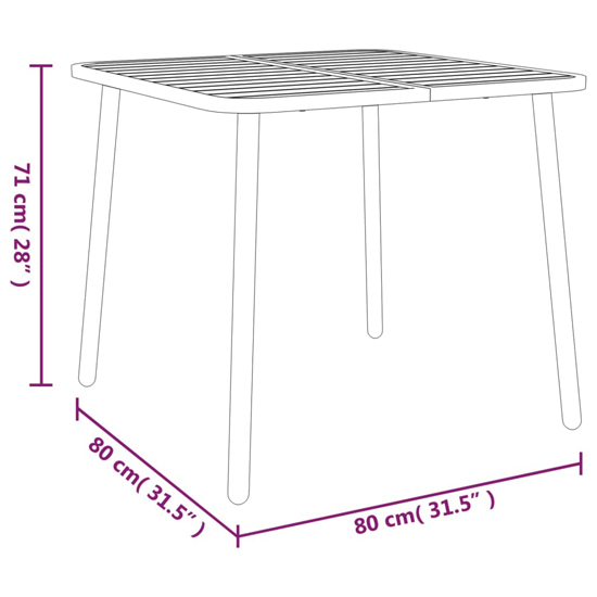 Reno Medium Square Steel 5 Piece Garden Dining Set In Anthracite