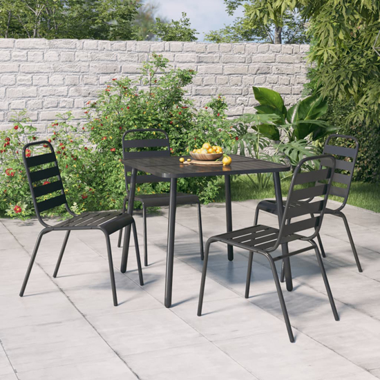 Reno Medium Square Steel 5 Piece Garden Dining Set In Anthracite