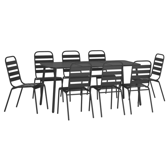 Reno Medium Steel 9 Piece Garden Dining Set In Anthracite