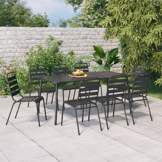 Reno Medium Steel 9 Piece Garden Dining Set In Anthracite