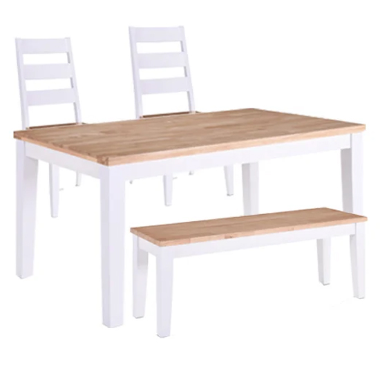 Product photograph of Reno Oak And Grey Wooden Dining Table With 2 Chairs 1 Bench from Furniture in Fashion
