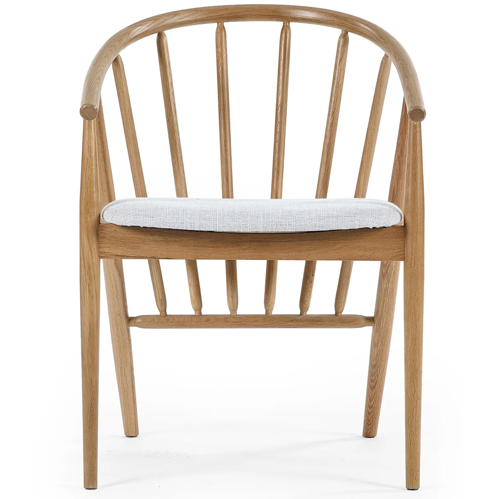 Reno Oak Wooden Dining Chairs With Fabric Seat - Pair