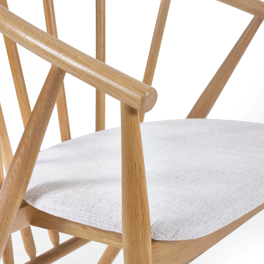 Reno Oak Wooden Dining Chairs With Fabric Seat - Pair