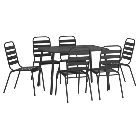 Reno Small Steel 7 Piece Garden Dining Set In Anthracite