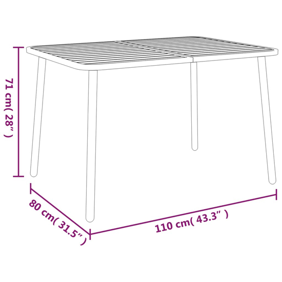 Reno Small Steel 7 Piece Garden Dining Set In Anthracite