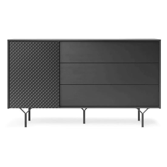 Reno Wooden Sideboard Wide With 1 Door 3 Drawers In Graphite