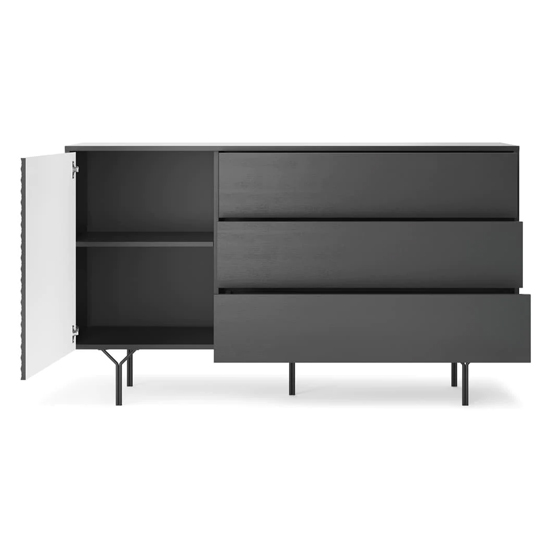 Reno Wooden Sideboard Wide With 1 Door 3 Drawers In Graphite