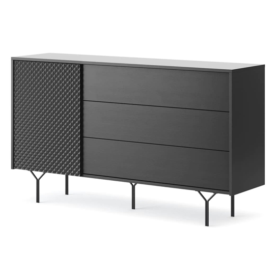 Reno Wooden Sideboard Wide With 1 Door 3 Drawers In Graphite