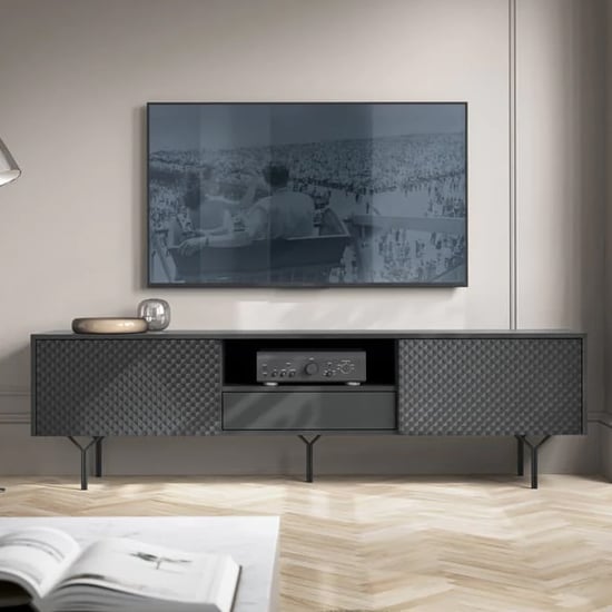 Product photograph of Reno Wooden Tv Stand With 2 Flap Doors In Graphite from Furniture in Fashion