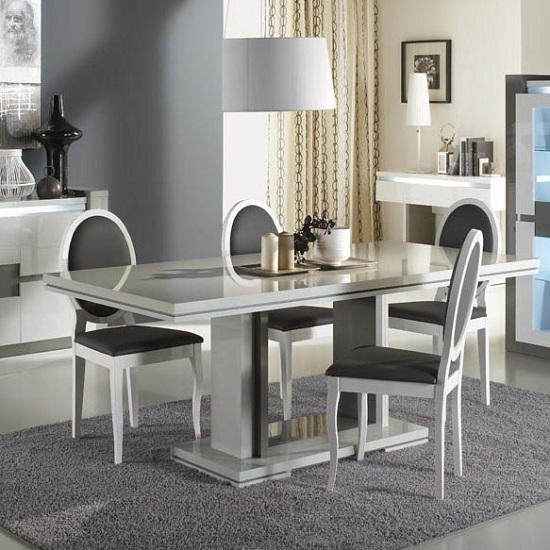 Renoir Extendable Dining Table In Taupe And Grey Gloss_2