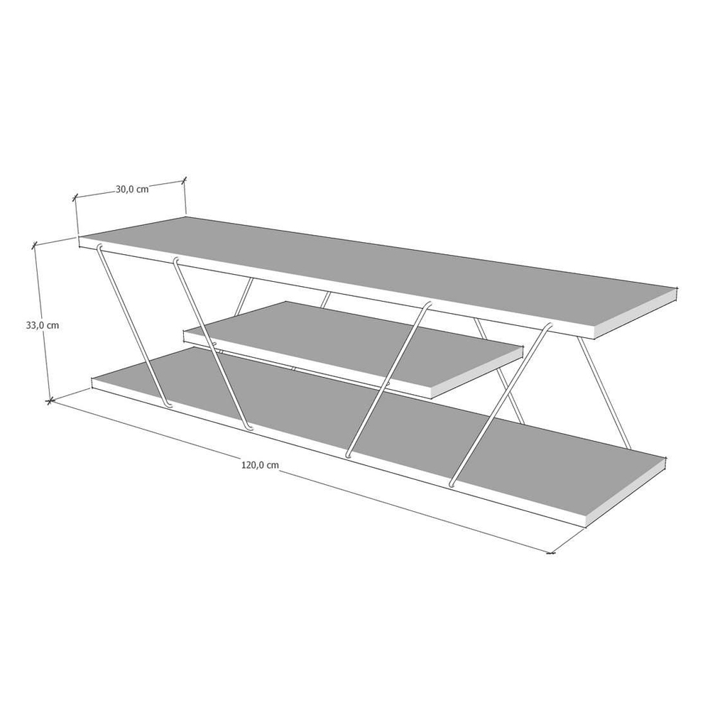 Renova Large Wooden TV Stand With 2 Shelves In Anthracite And Grey