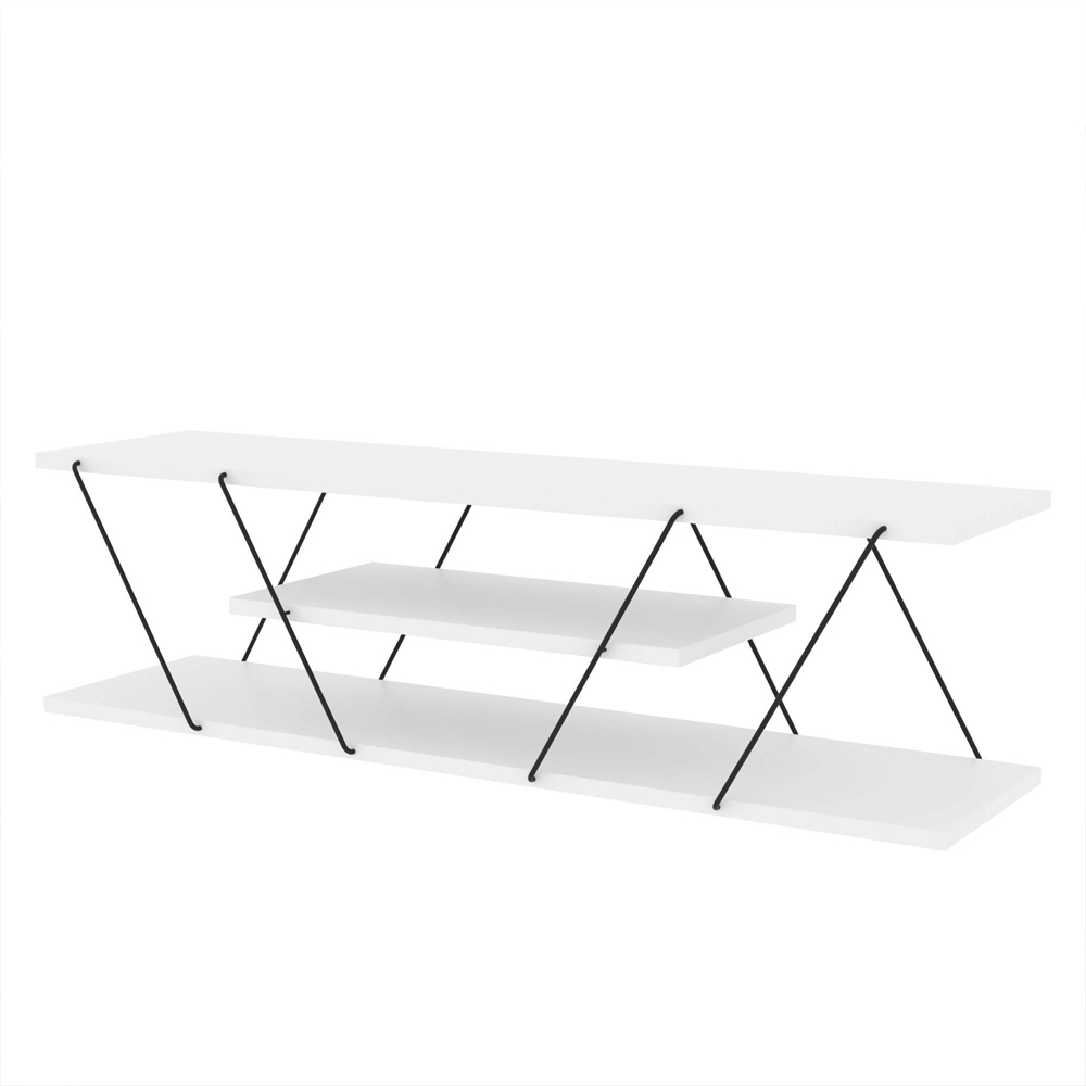 Renova Large Wooden TV Stand With 2 Shelves In White And Black
