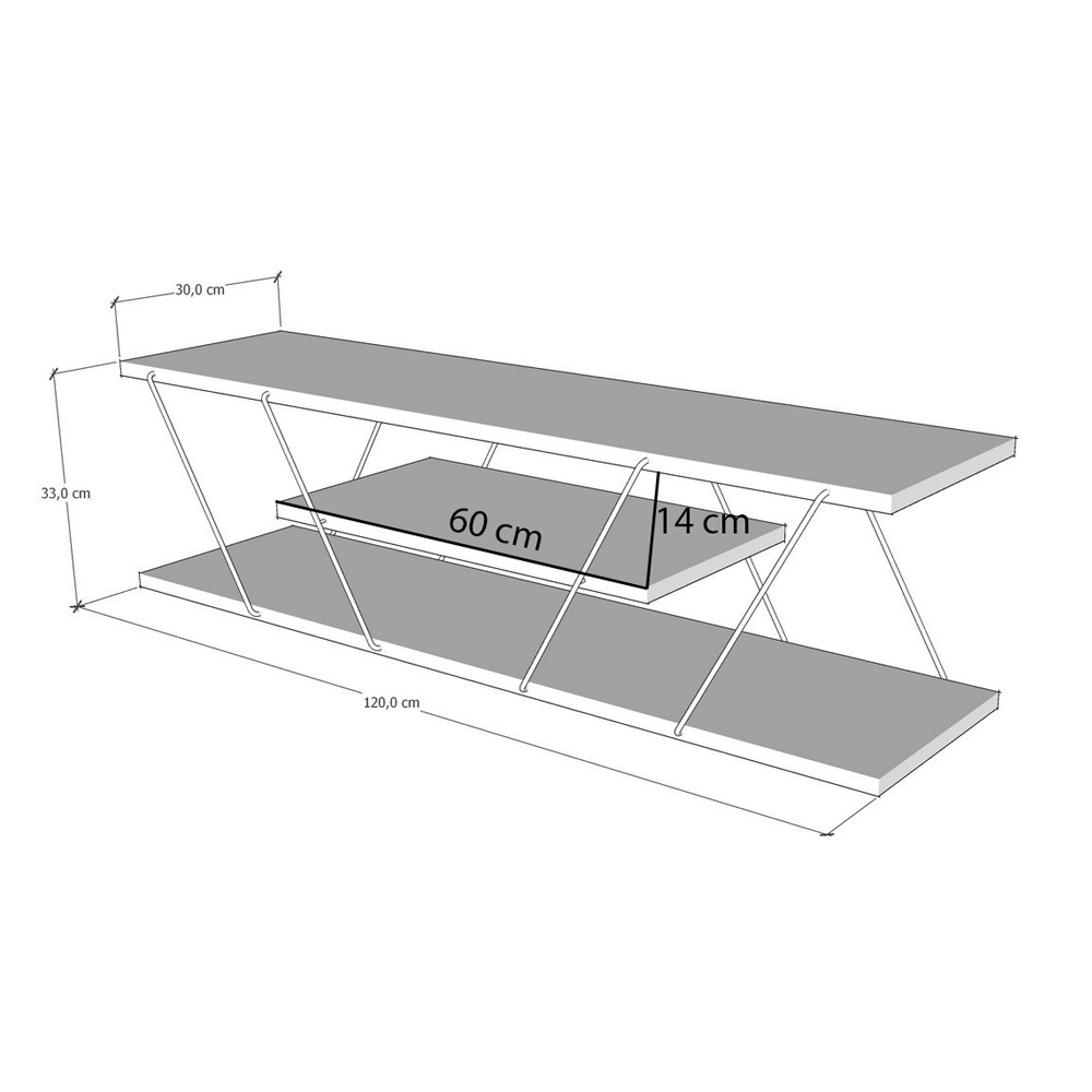 Renova Small Wooden TV Stand With 2 Shelves In Travertine Marble Effect And Gold