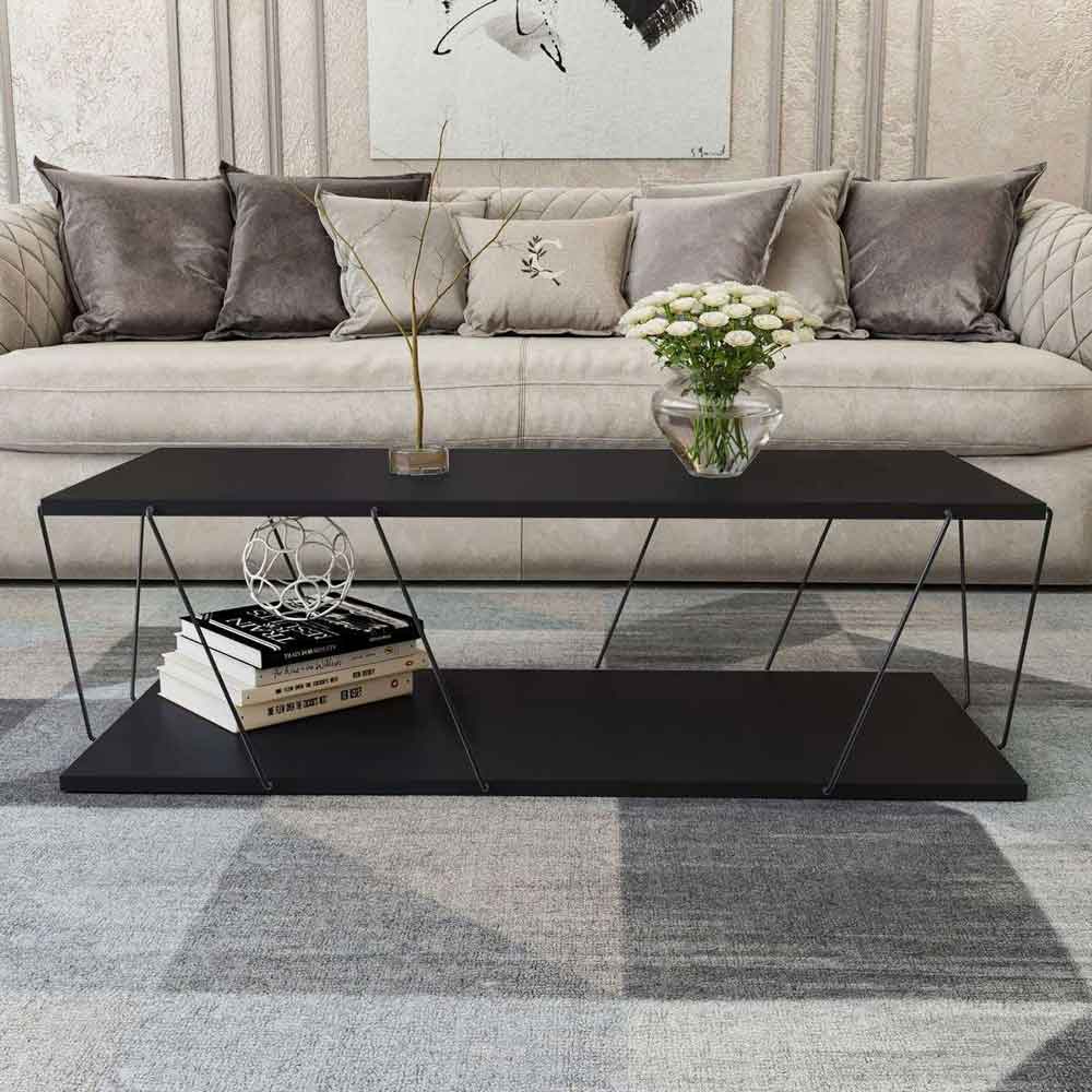 Renova Wooden Coffee Table with Metal Frame in Anthracite
