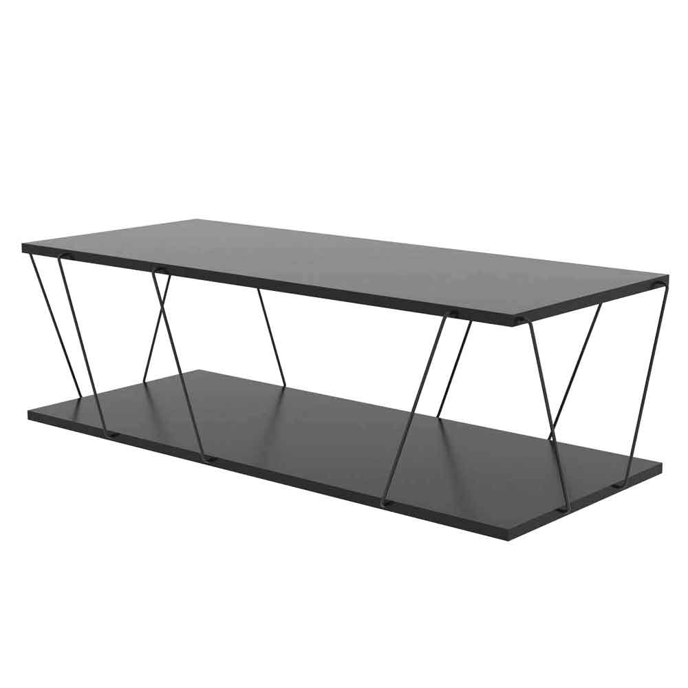 Renova Wooden Coffee Table with Metal Frame in Anthracite