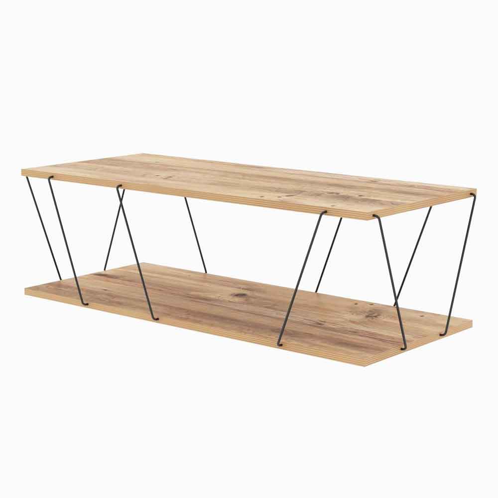 Renova Wooden Coffee Table with Metal Frame in Pine