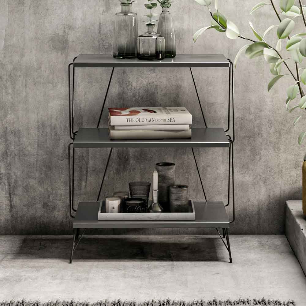 Renova Wooden Side Table with Metal Frame in Anthracite