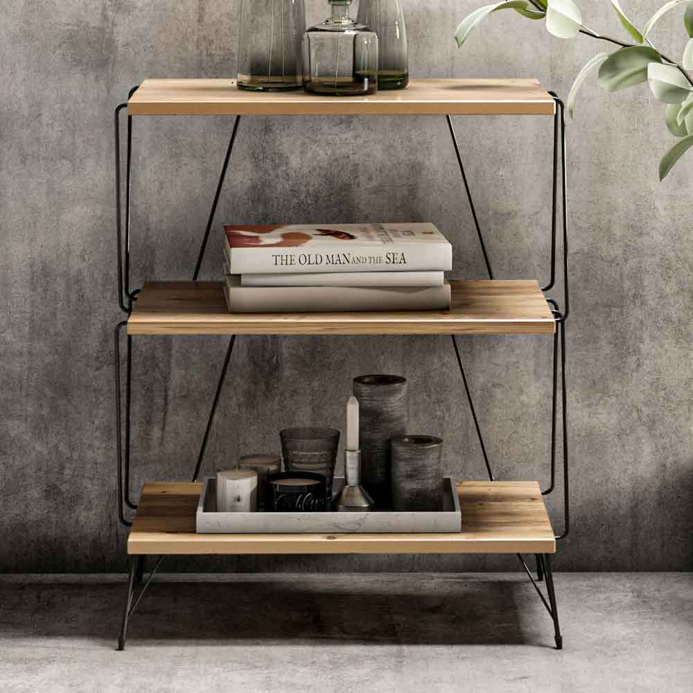 Renova Wooden Side Table with Metal Frame in Pine