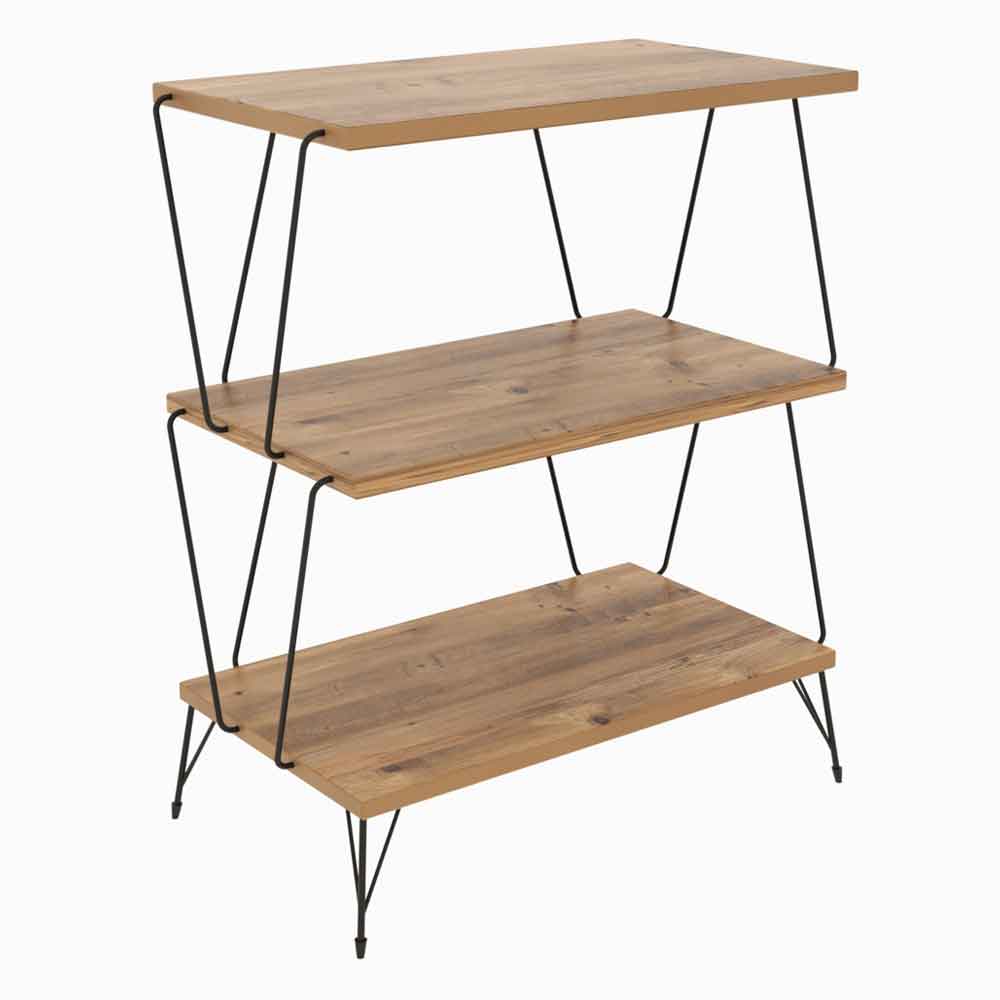 Renova Wooden Side Table with Metal Frame in Pine