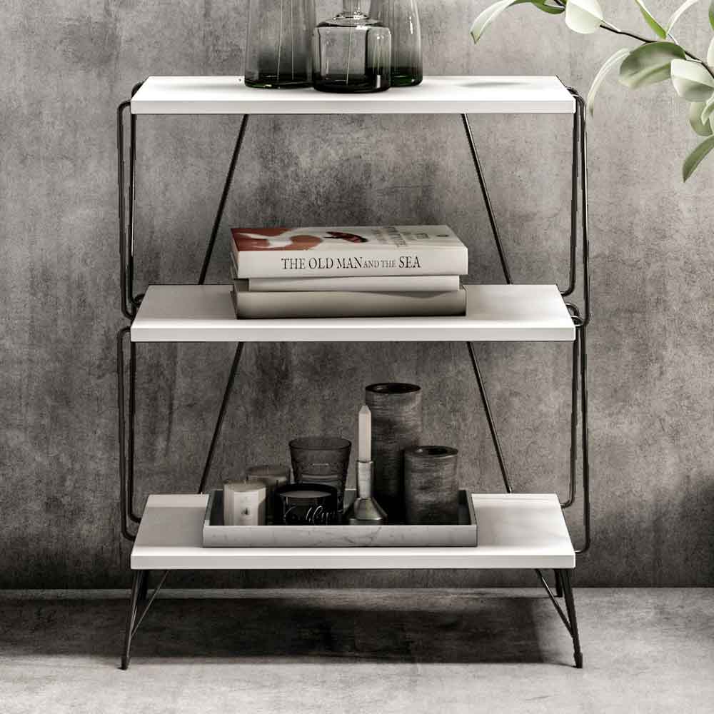 Renova Wooden Side Table with Metal Frame in White