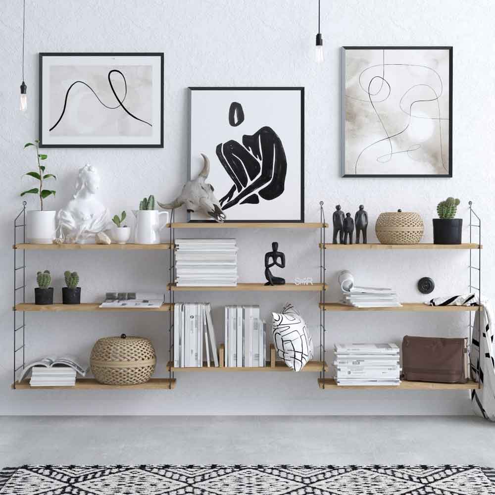 Renova Wooden Wall Hung Shelving Unit in Oak